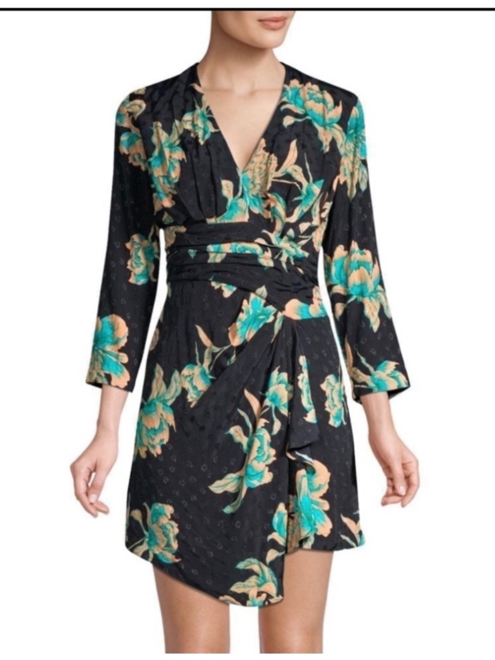 Sandro Bruni Paris Asymmetric Floral Mini Dress Sz 38 Dress Formal Feminine
